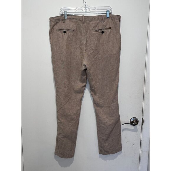 Perry Ellis Tan Linen-Blend Casual Drawstring&Button Fly Men's Pants Size 36x32 - Picture 5 of 12